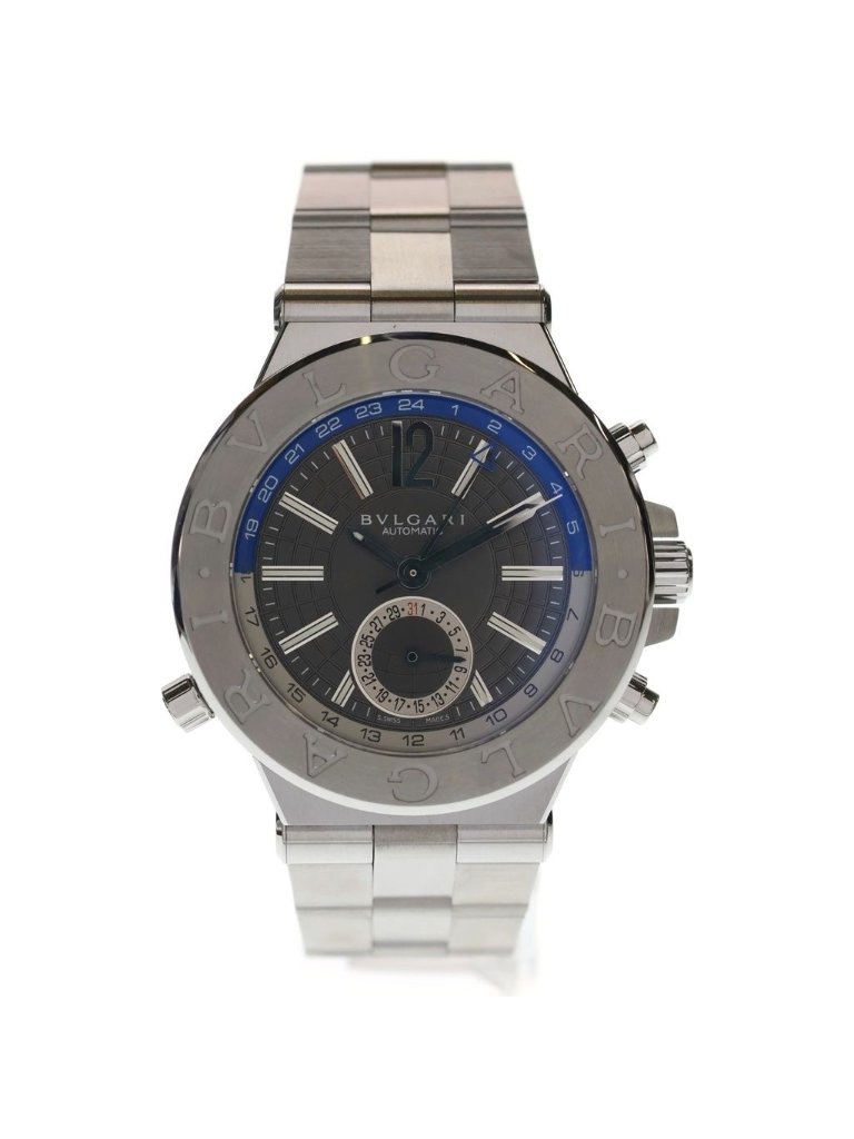 Bvlgari Diagono Gmt Gray Dial Ss At Stainless Steel Automatic Winding Watch